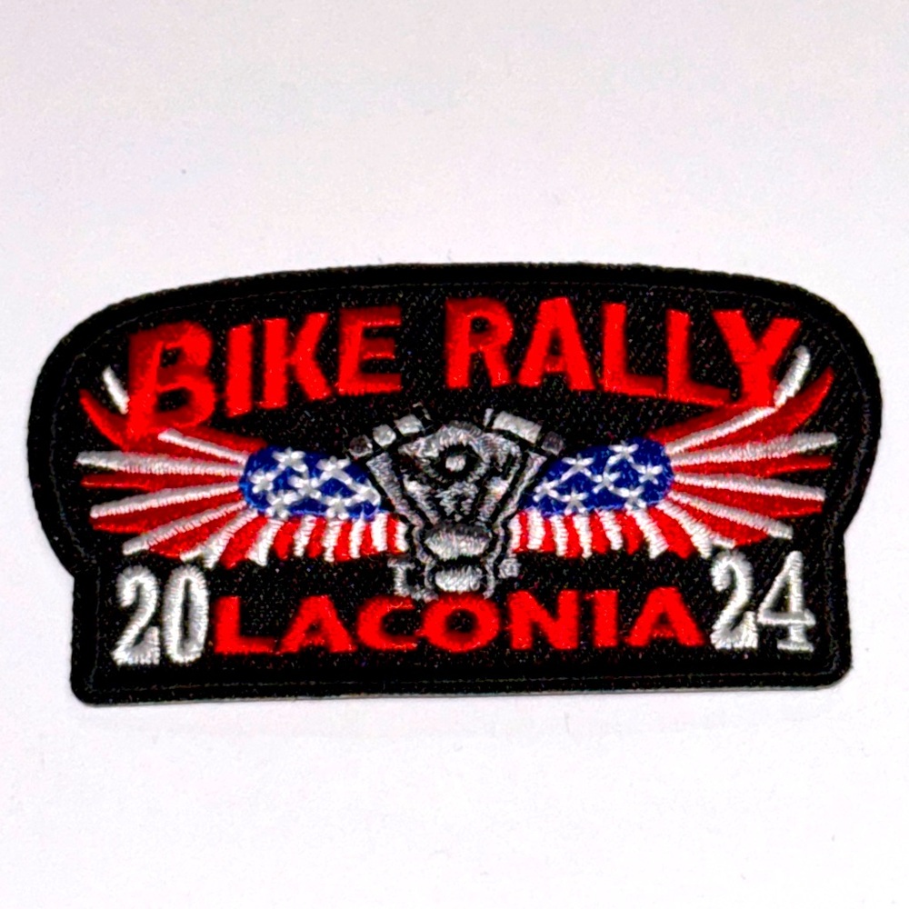 Laconia 2024 bike week iron on patch.